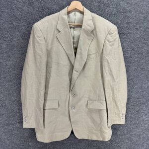 International Club Blazer Men 42 Beige Button Up Collared Long Sleeve Linen